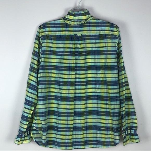 J. Crew Classic-fit silk-cotton voile ruffleneck shirt in spring plaid - Picture 6 of 8